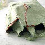 ヘンプ編み飾りミニトートバッグ(グリーン)
