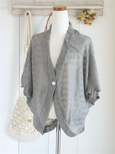 レースボーダードルマンカーディガン(グレー)1