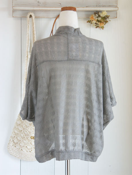 レースボーダードルマンカーディガン(グレー)2