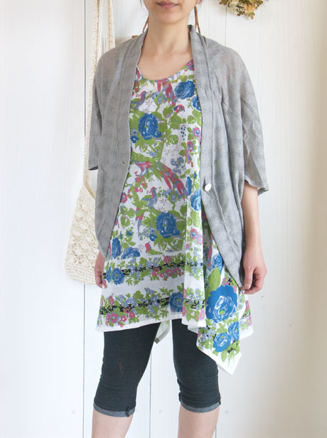 レースボーダードルマンカーディガン(グレー)4