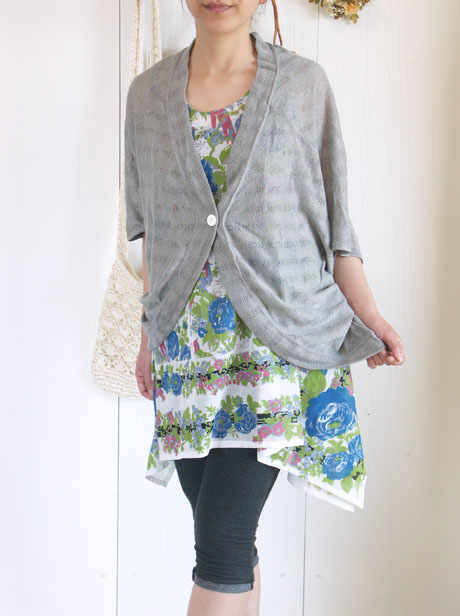 レースボーダードルマンカーディガン(グレー)5