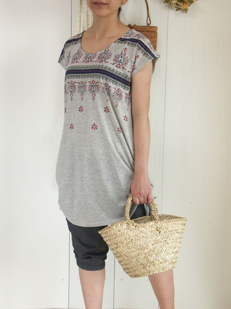 サリープリントチュニック(杢グレー)4